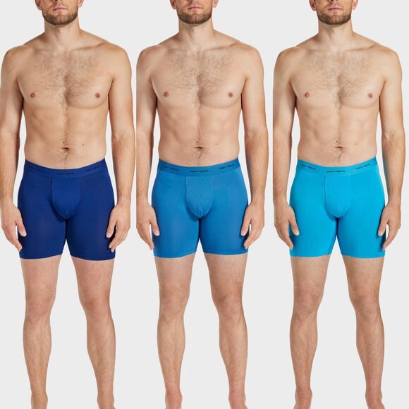 Medium - Pair of Thieves Mens Quick Dry Long Leg Boxer Briefs 3pk - Blue - Picture 1 of 8